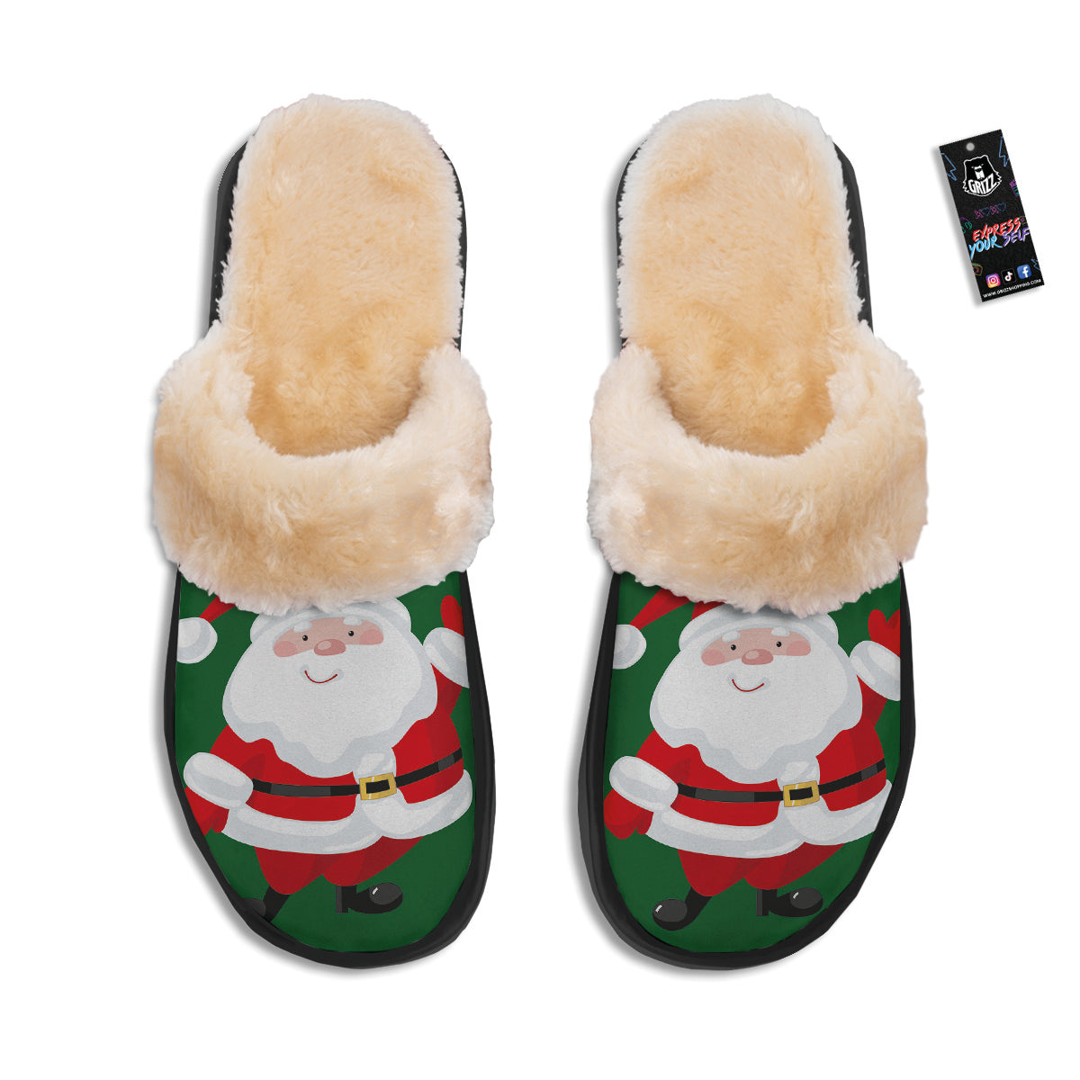 Santa Claus Cartoon Print Slippers-grizzshop