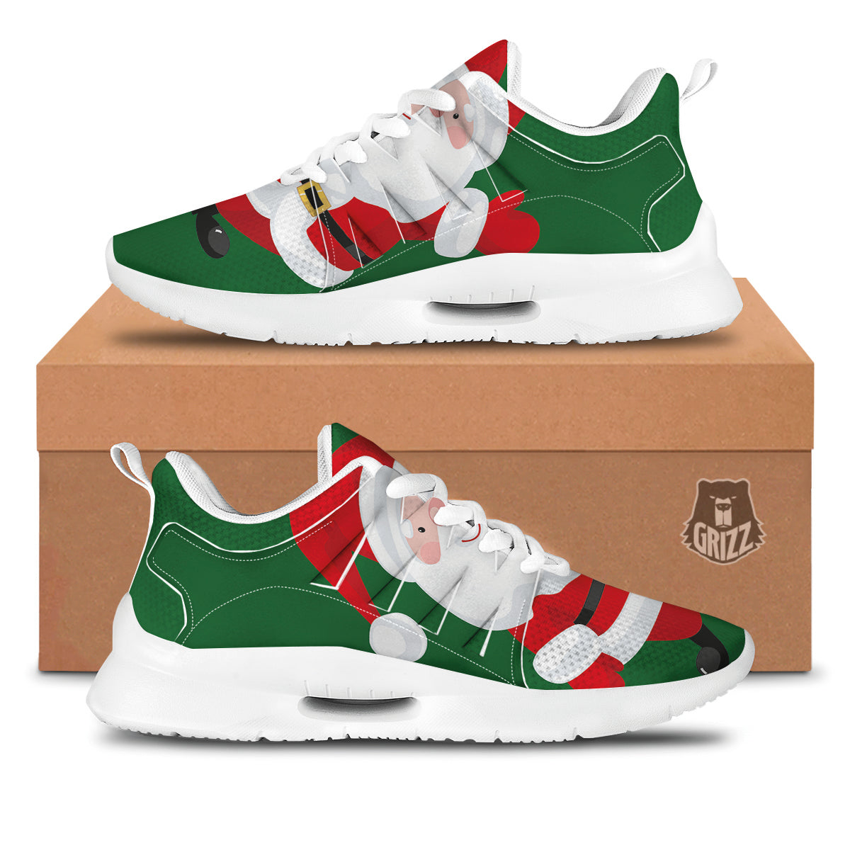 Santa Claus Cartoon Print Tennis Shoes-grizzshop