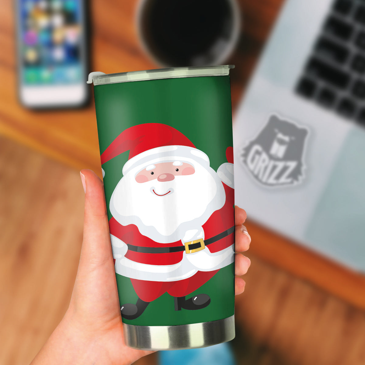 Santa Claus Cartoon Print Tumbler-grizzshop