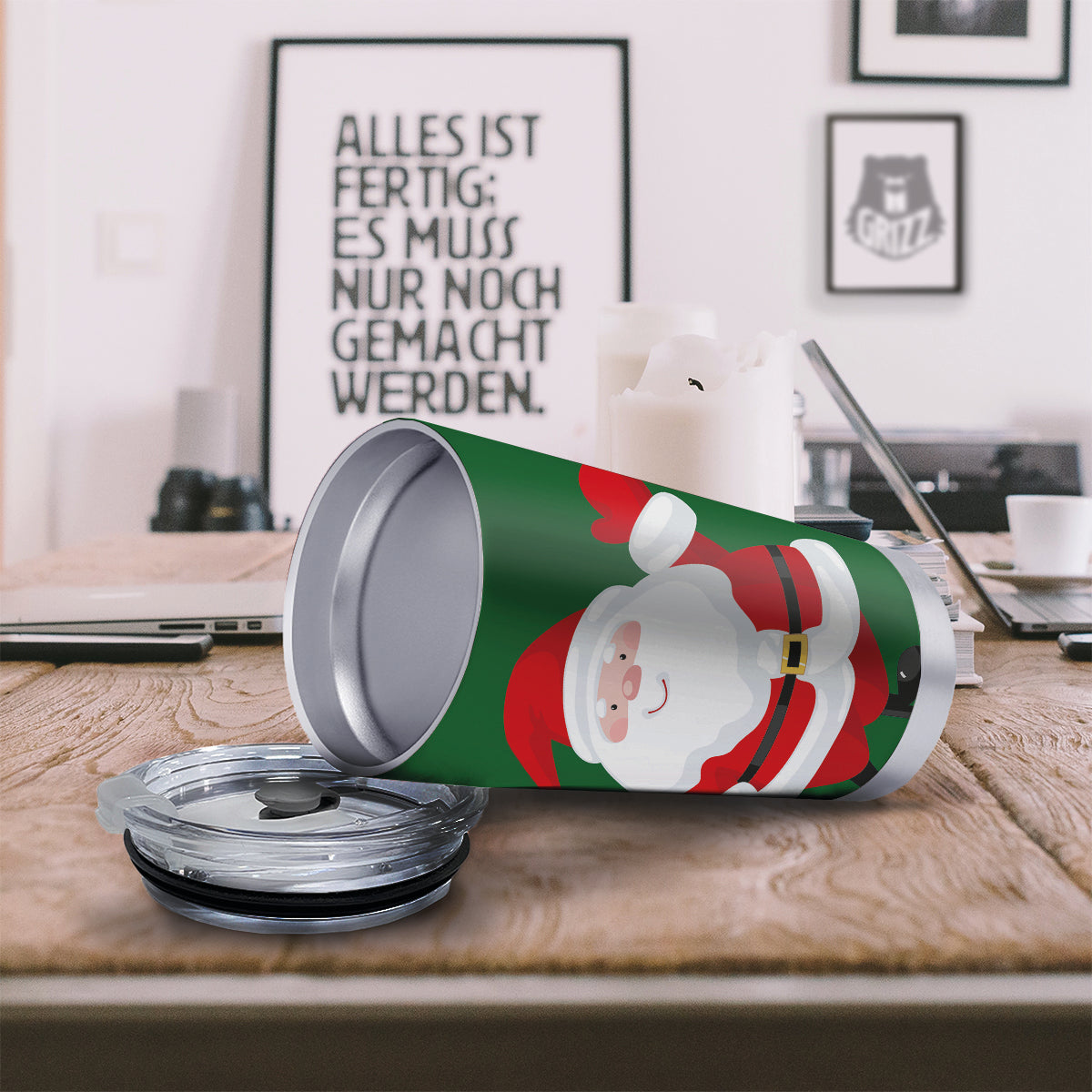 Santa Claus Cartoon Print Tumbler-grizzshop