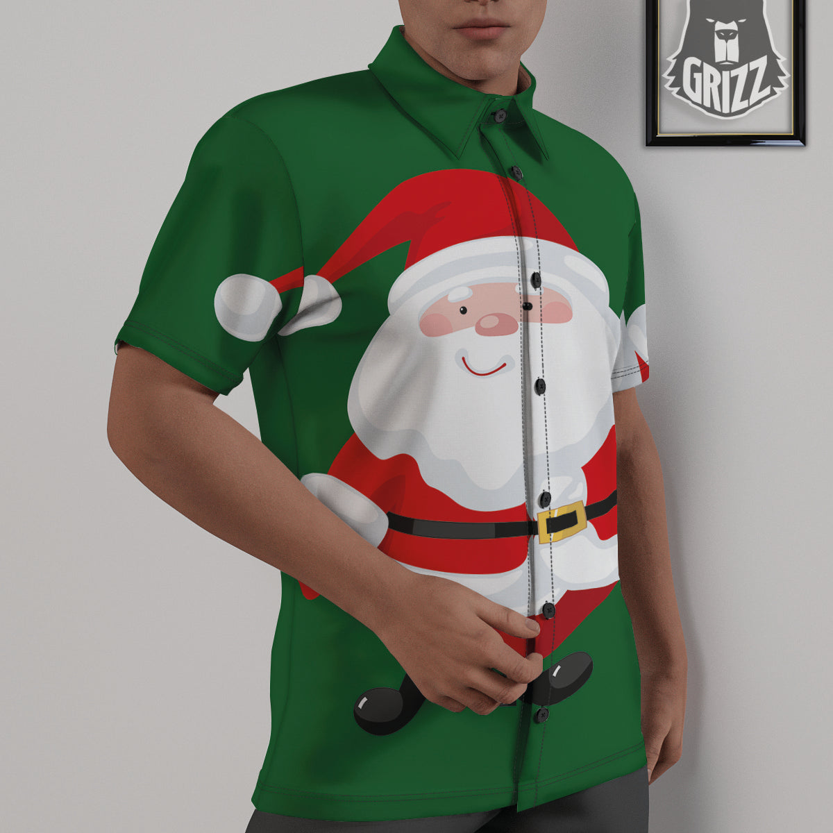 Santa Claus Cartoon Print Untucked Shirts-grizzshop