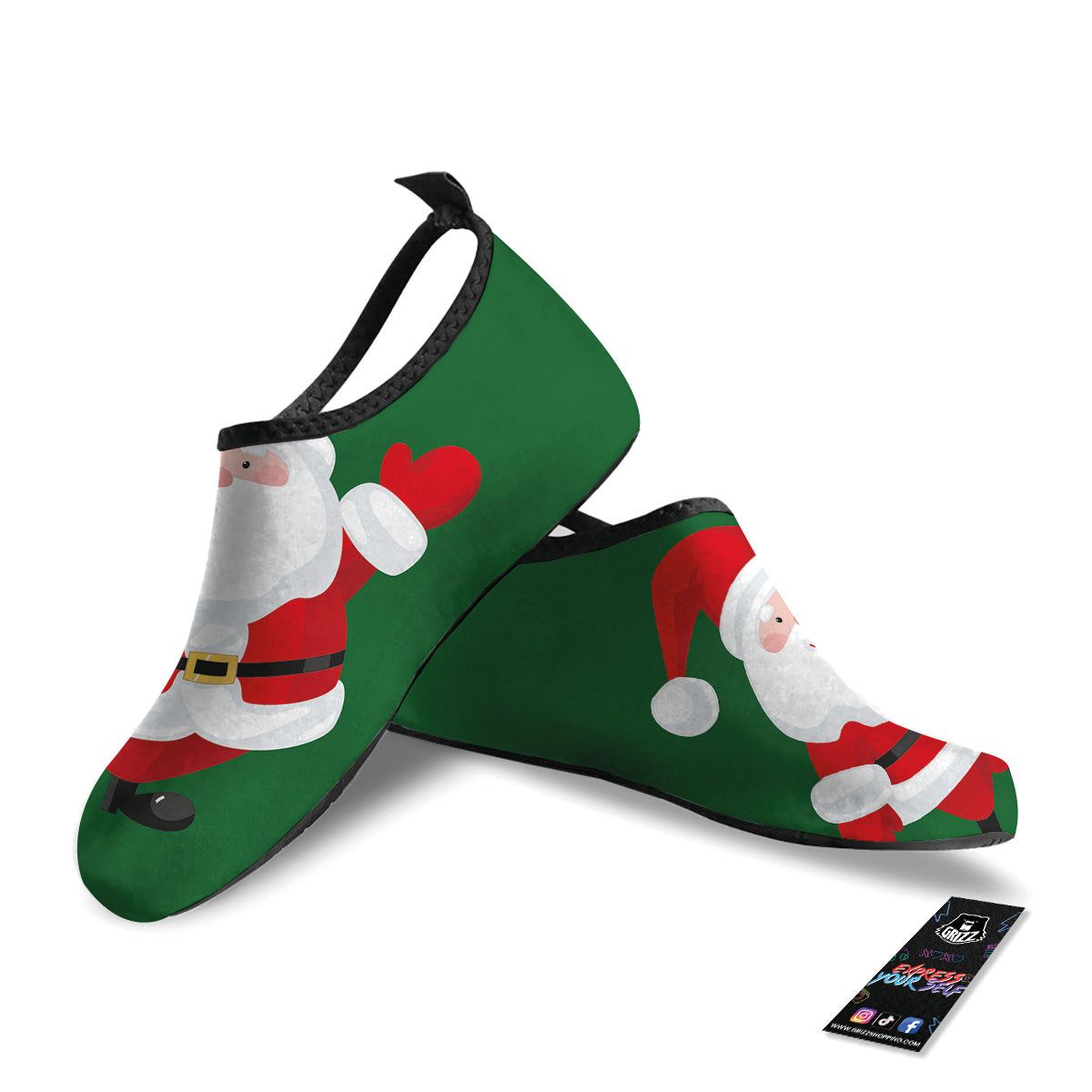 Santa Claus Cartoon Print Water Shoes-grizzshop