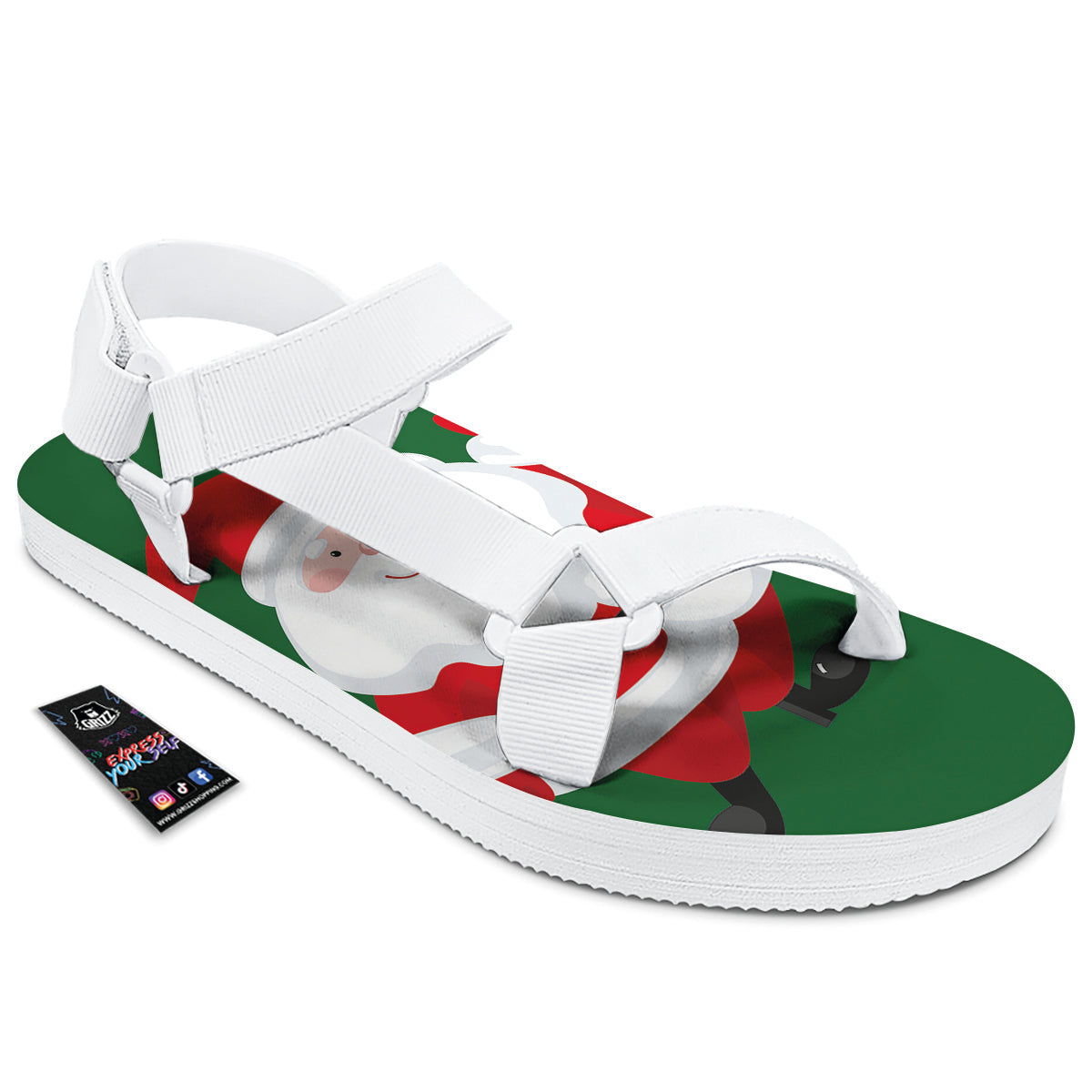 Santa Claus Cartoon Print White Open Toe Sandals-grizzshop