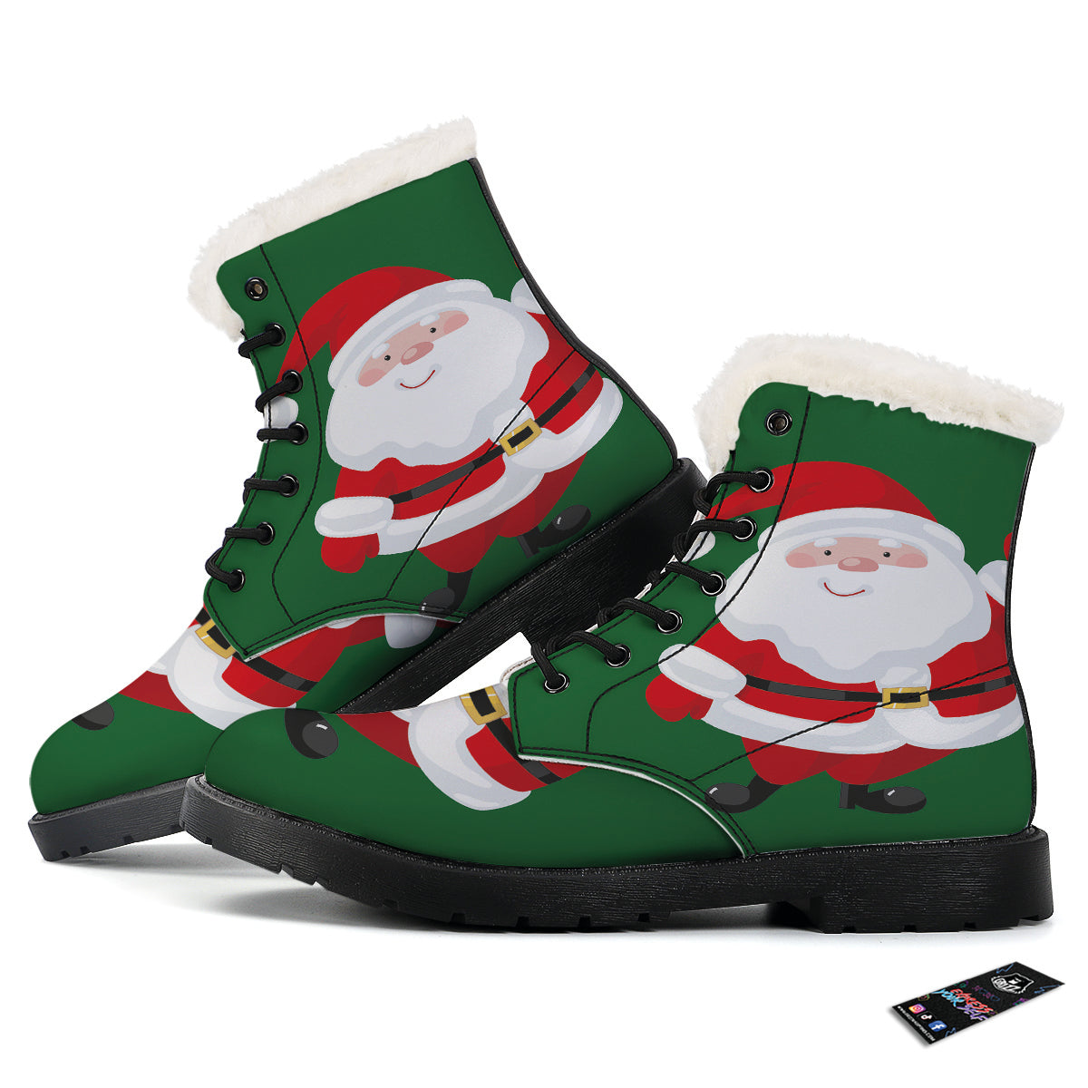 Santa Claus Cartoon Print Winter Boots-grizzshop