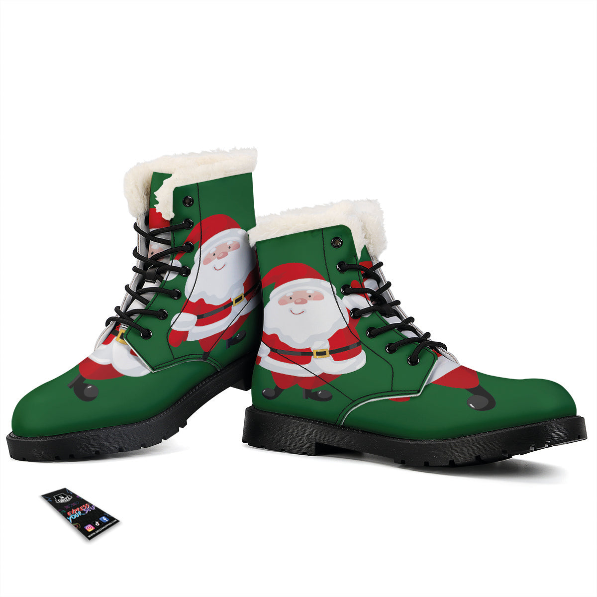 Santa Claus Cartoon Print Winter Boots-grizzshop