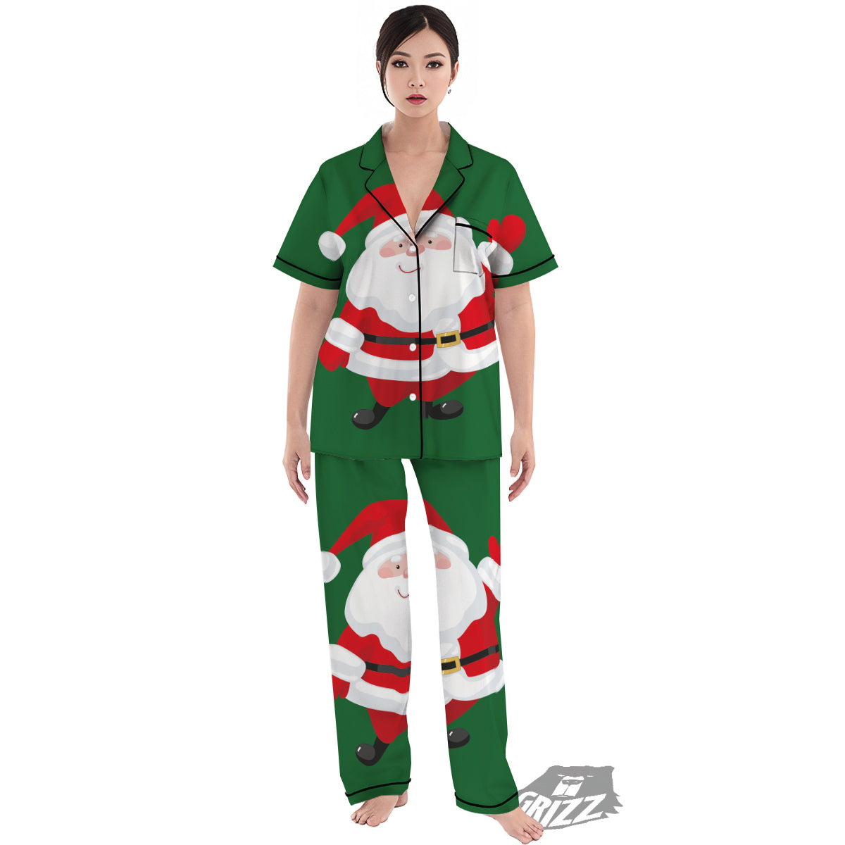 Santa Claus Cartoon Print Women's Pajamas Set-grizzshop
