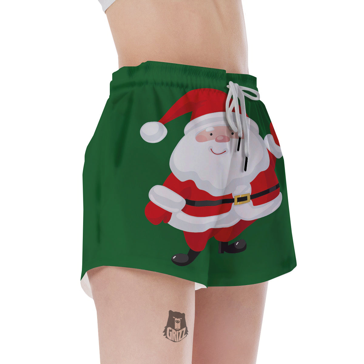 Santa Claus Cartoon Print Women's Shorts-grizzshop