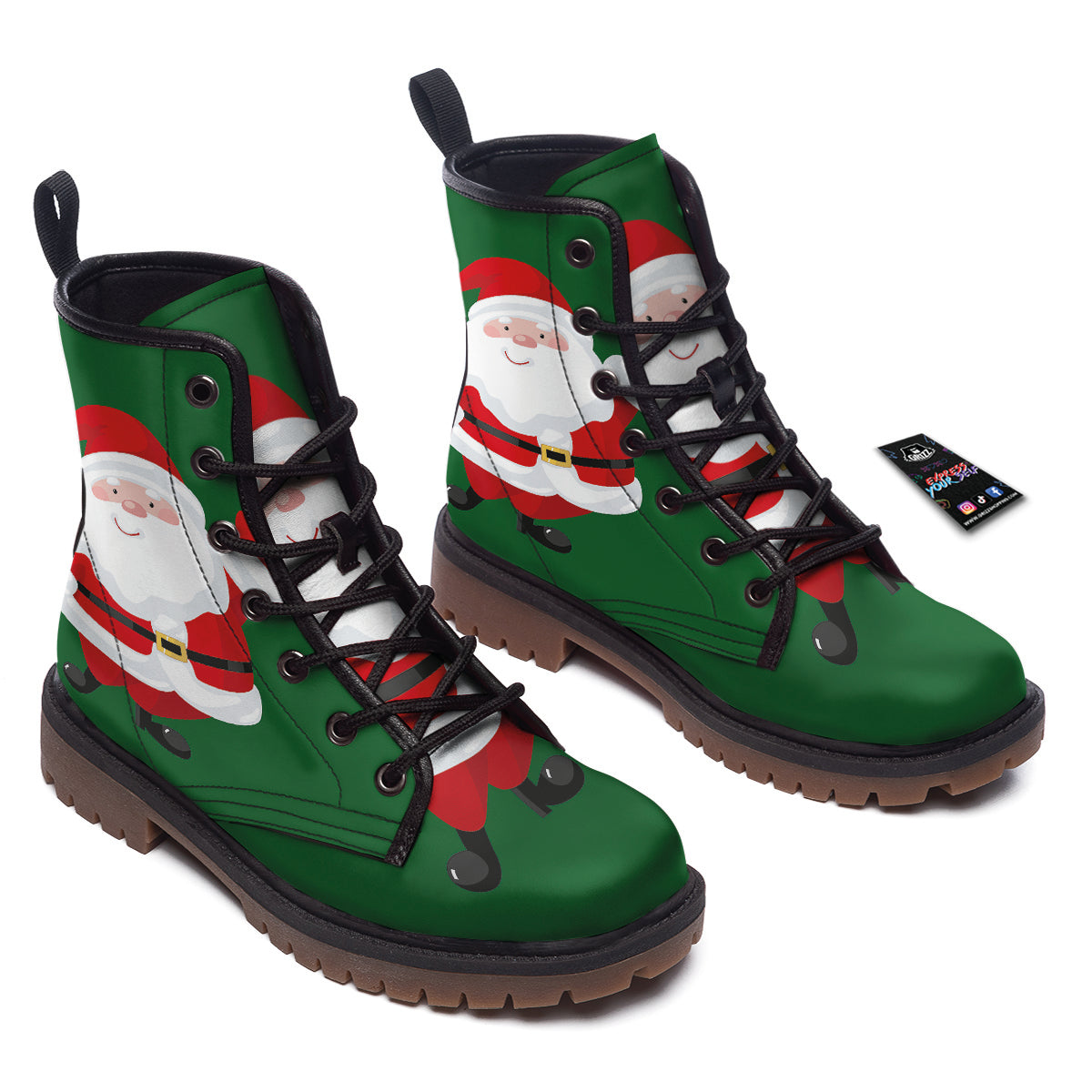 Santa Claus Cartoon Print Work Boots-grizzshop
