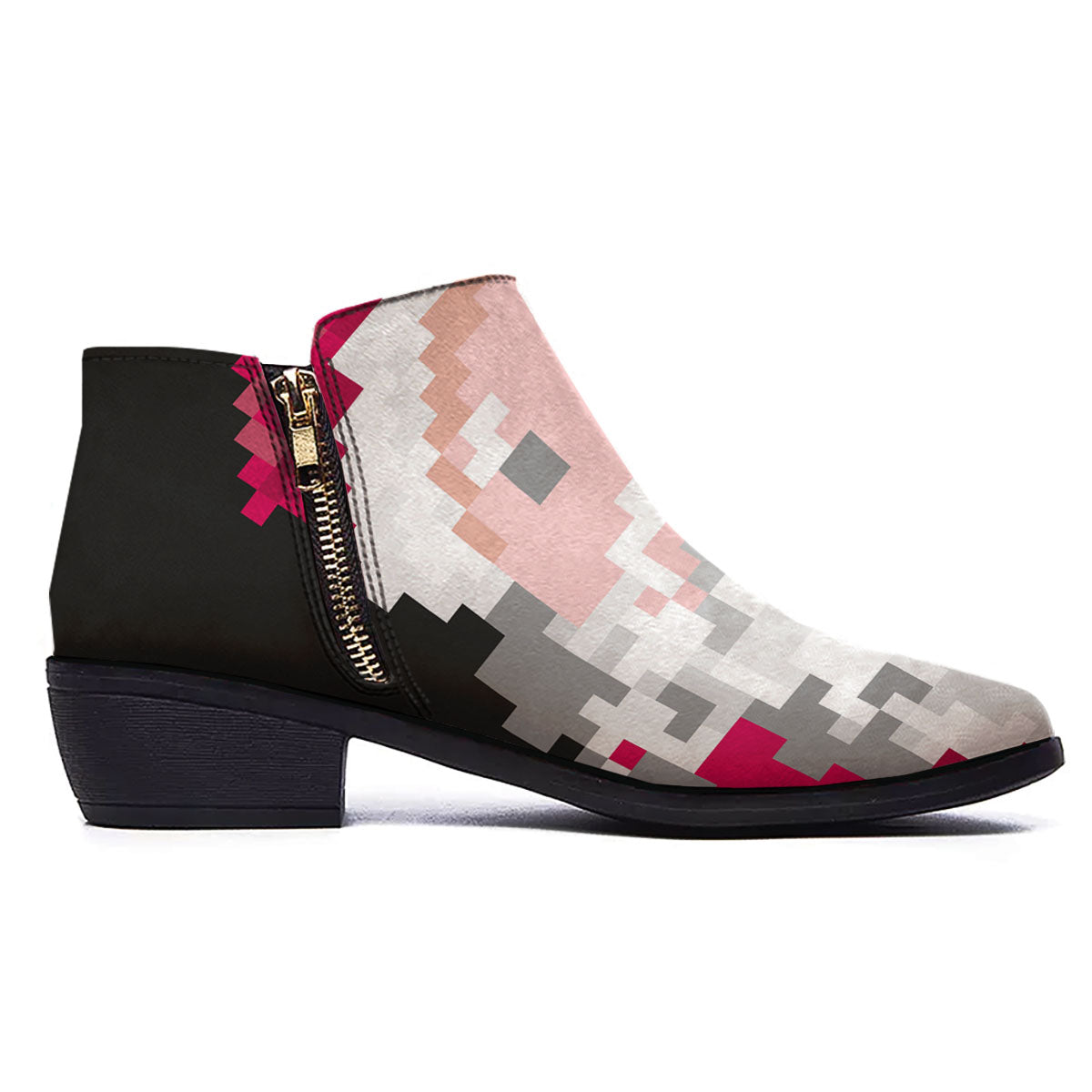 Santa Claus Christmas Pixel Print Ankle Boots-grizzshop