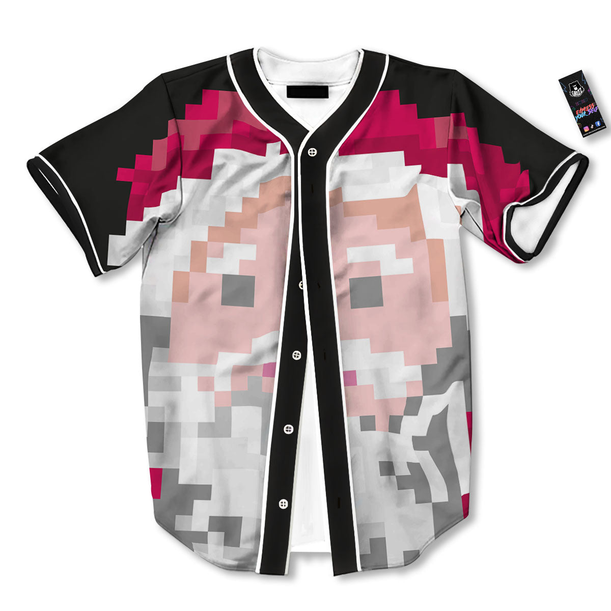 Santa Claus Christmas Pixel Print Baseball Jersey-grizzshop