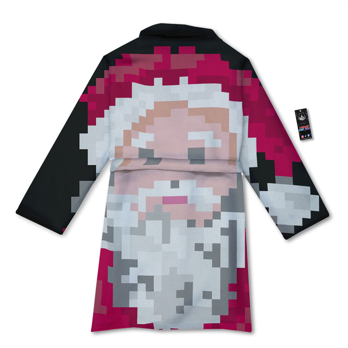 Santa Claus Christmas Pixel Print Bathrobe-grizzshop