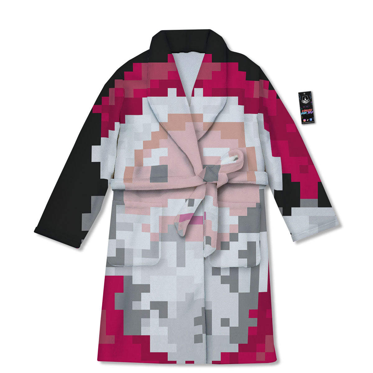 Santa Claus Christmas Pixel Print Bathrobe-grizzshop