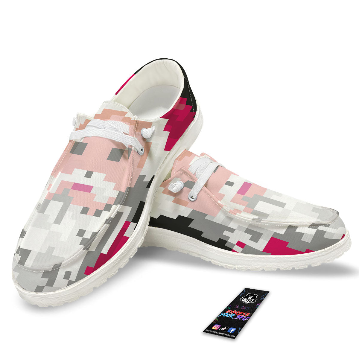 Santa Claus Christmas Pixel Print Black Loafers-grizzshop