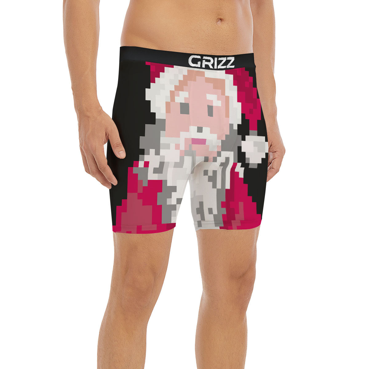 Santa Claus Christmas Pixel Print Boxer Briefs-grizzshop