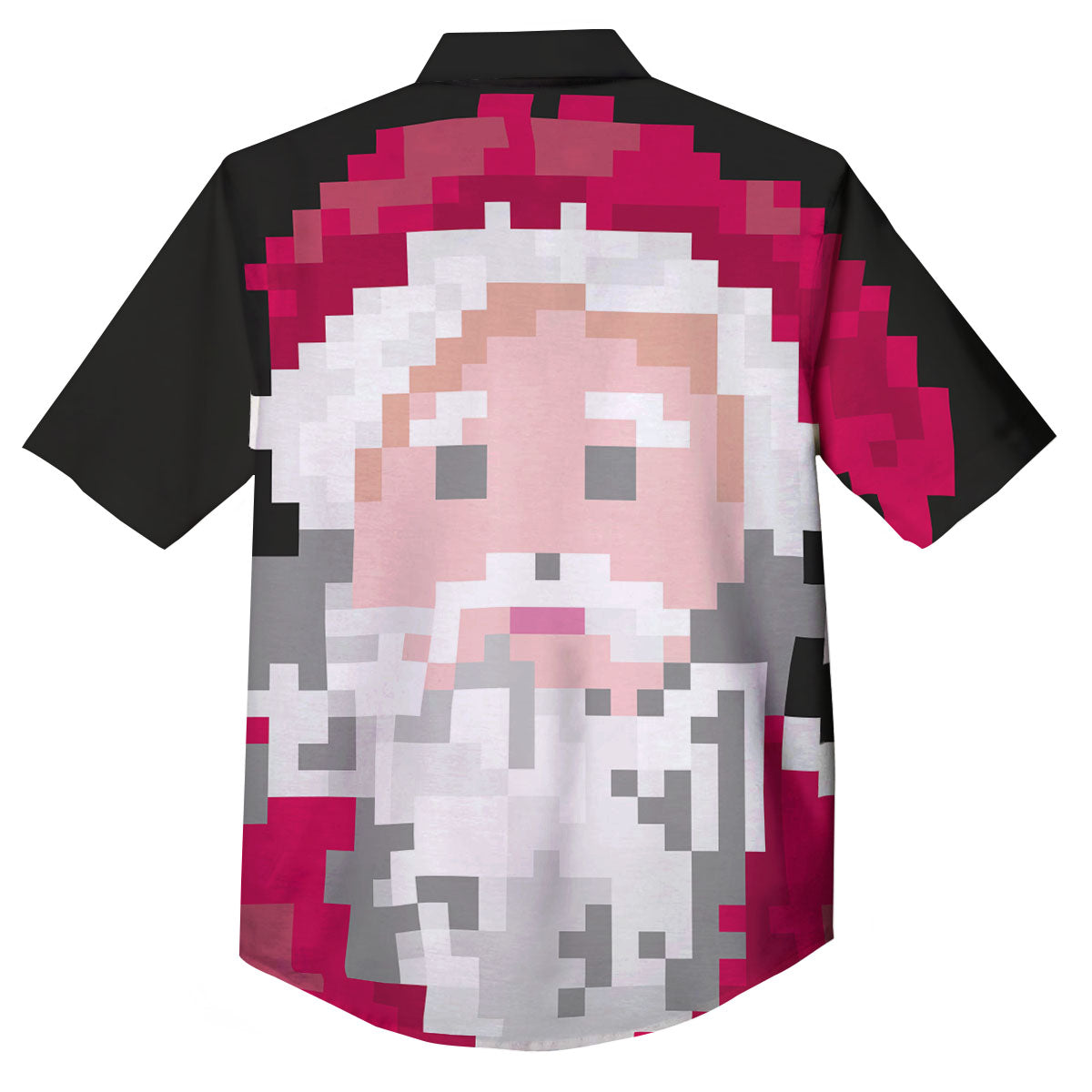 Santa Claus Christmas Pixel Print Button Up Shirt-grizzshop