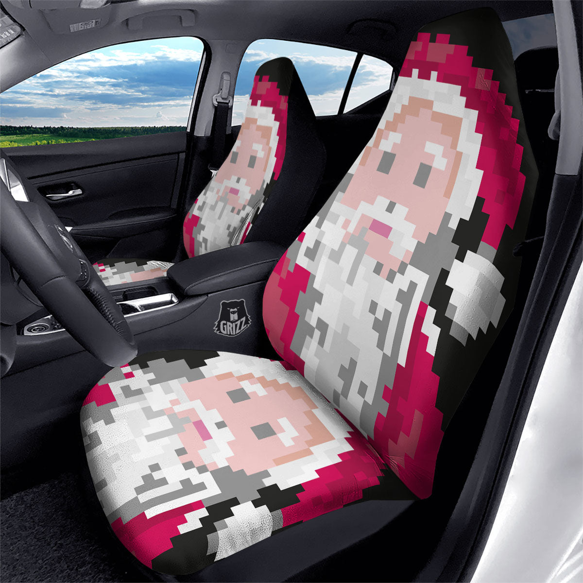 Santa Claus Christmas Pixel Print Car Seat Covers-grizzshop