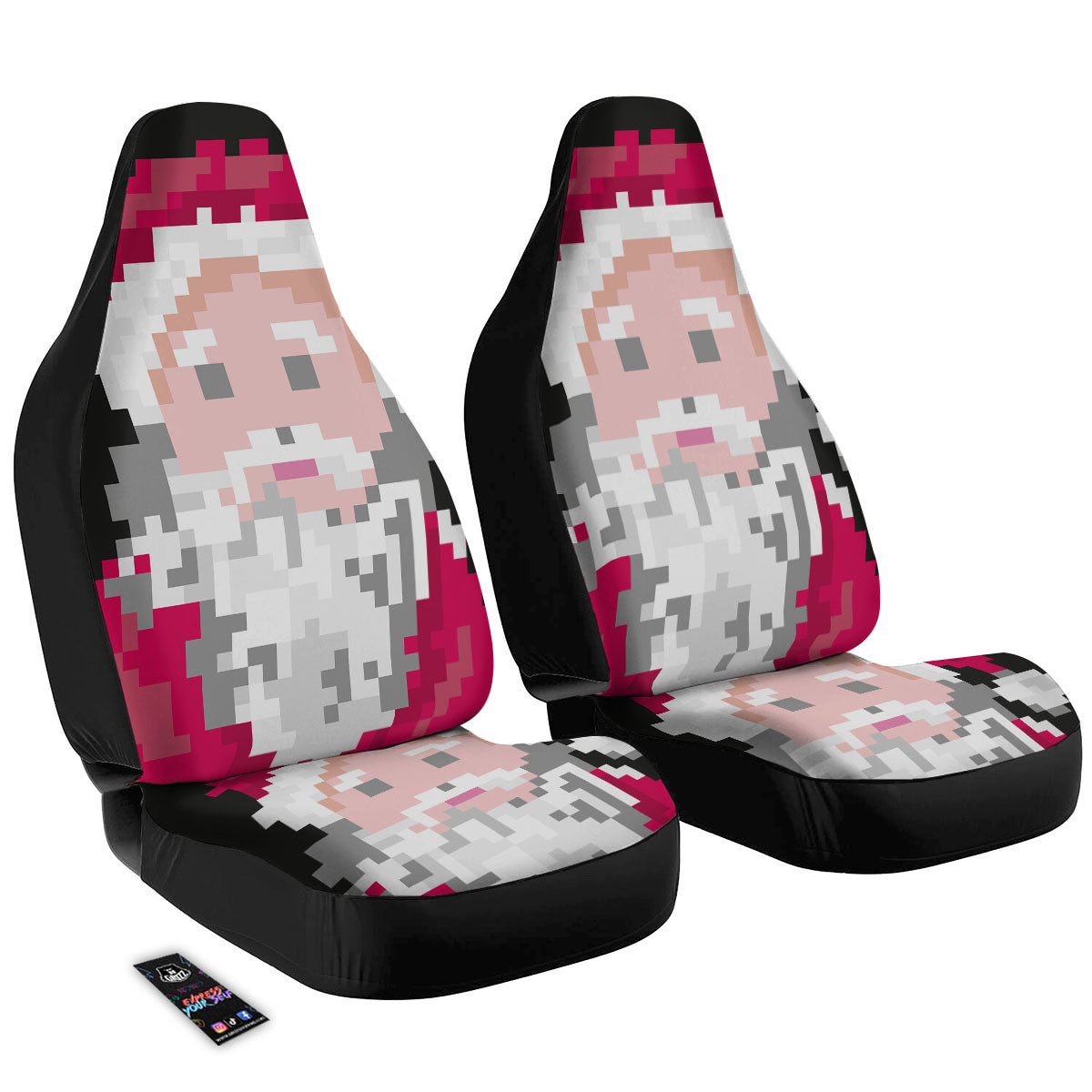 Santa Claus Christmas Pixel Print Car Seat Covers-grizzshop