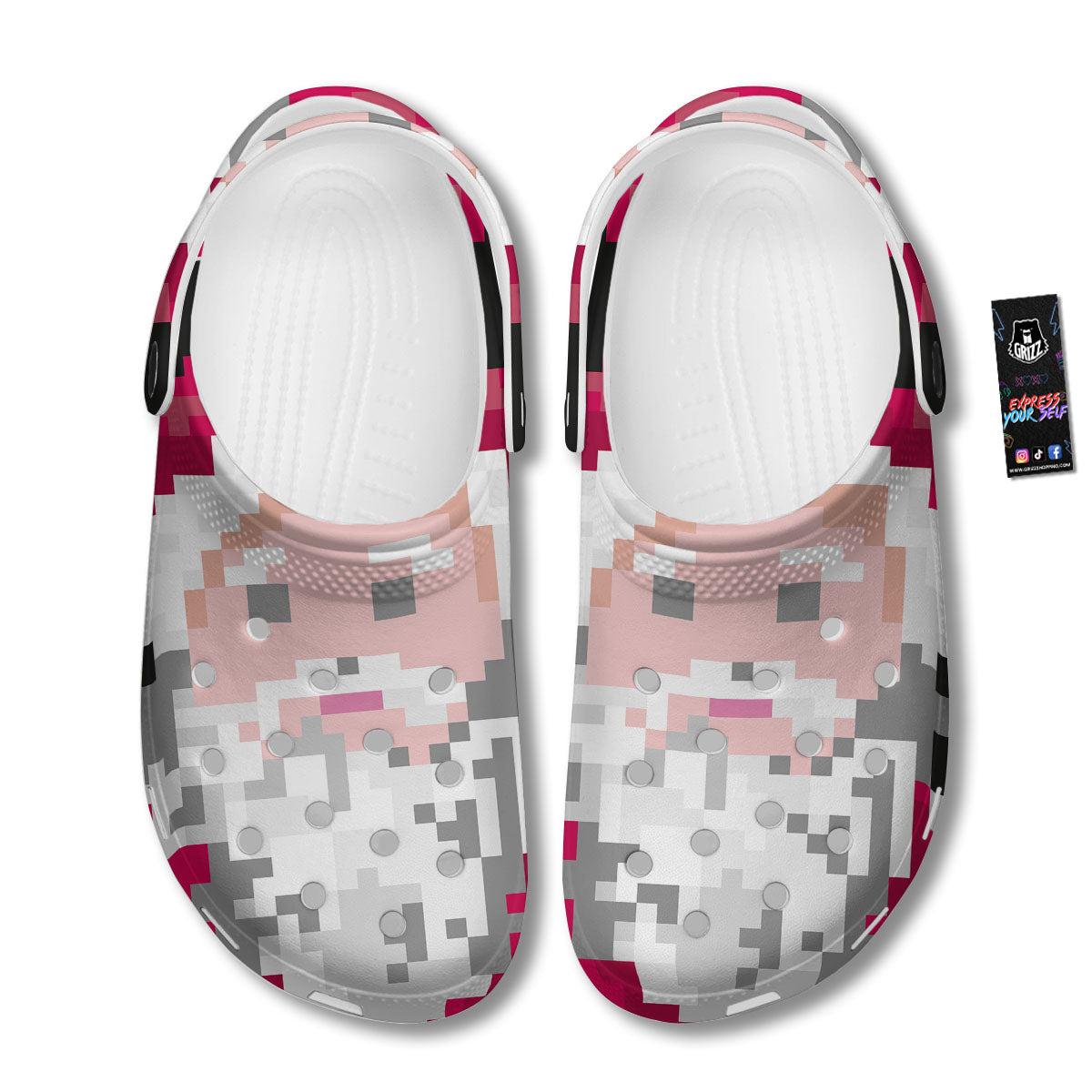 Santa Claus Christmas Pixel Print Clog-grizzshop