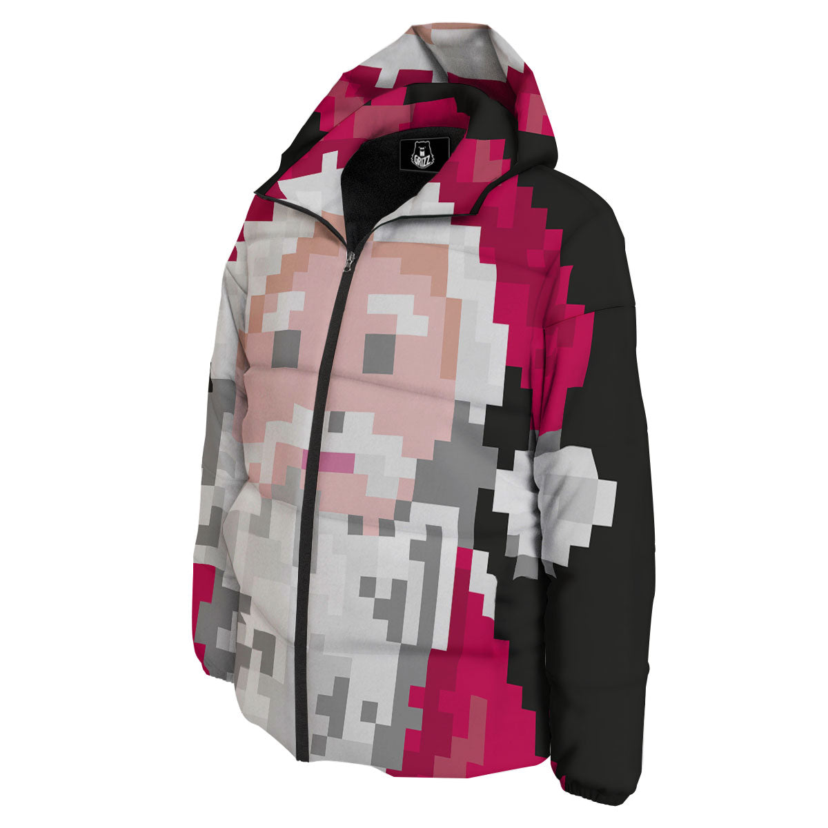 Santa Claus Christmas Pixel Print Down Jacket-grizzshop