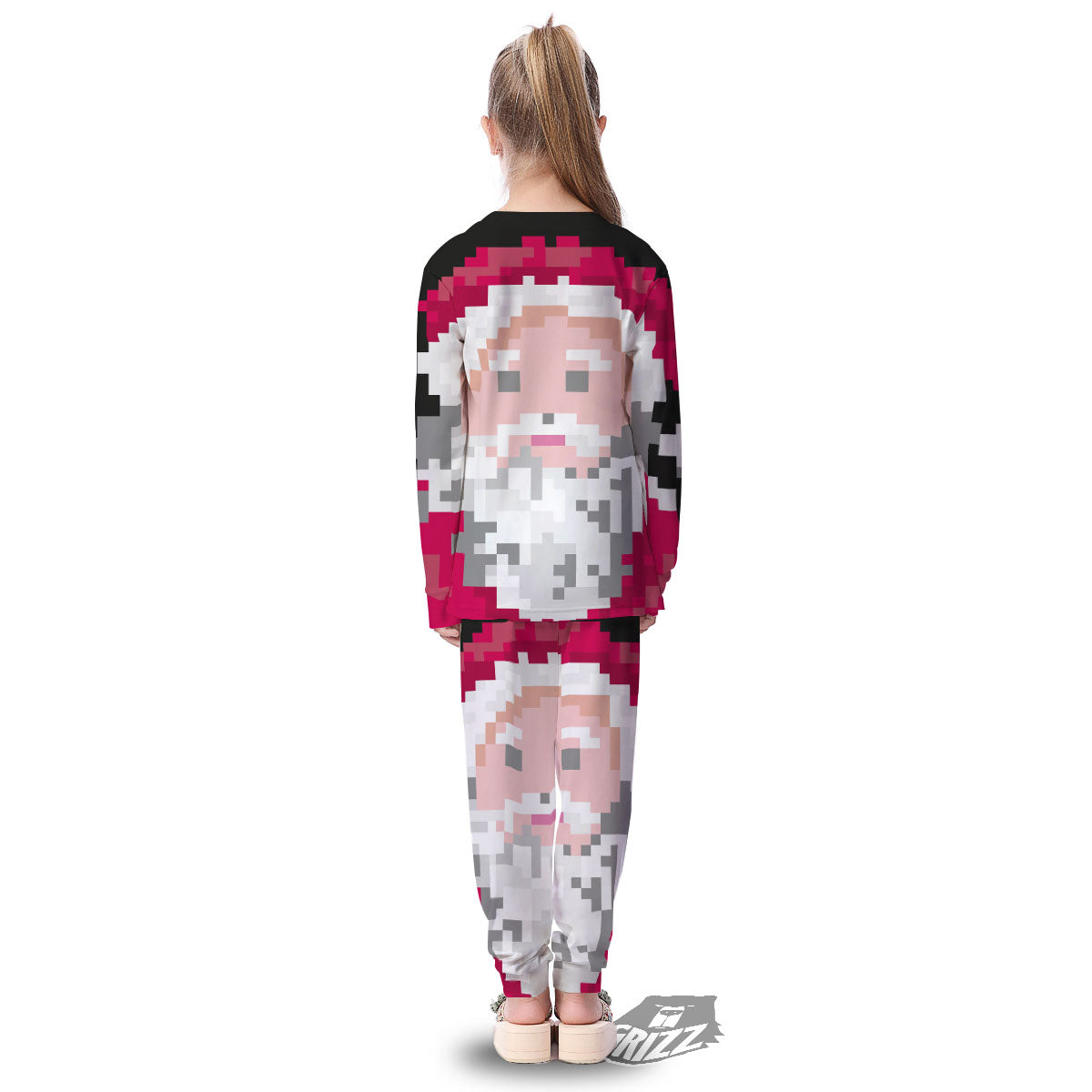 Santa Claus Christmas Pixel Print Kid's Pajamas-grizzshop