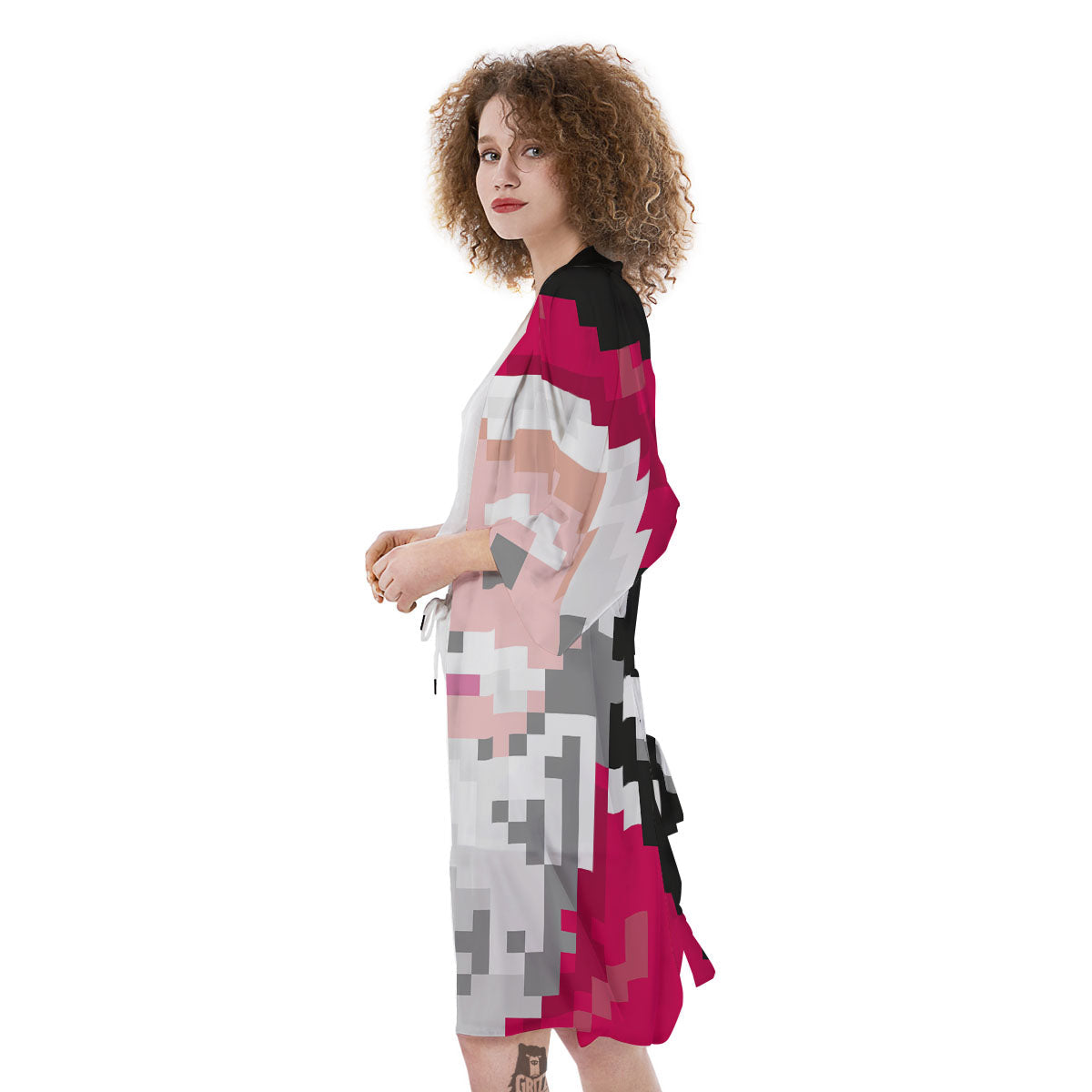 Santa Claus Christmas Pixel Print Kimono-grizzshop