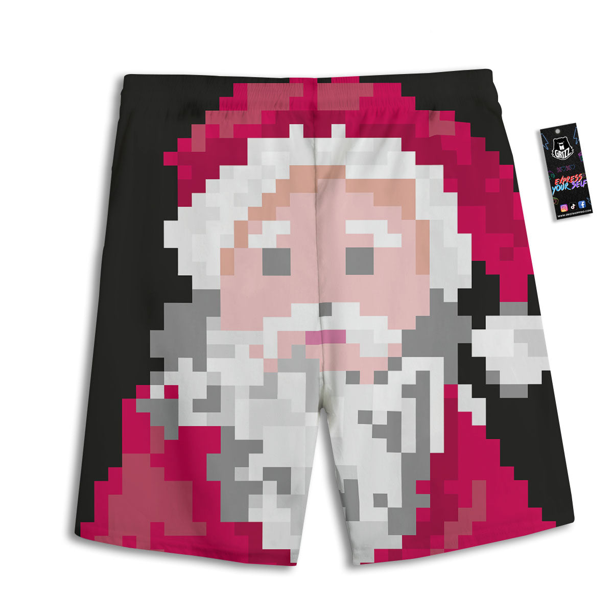 Santa Claus Christmas Pixel Print Men's Athletic Shorts