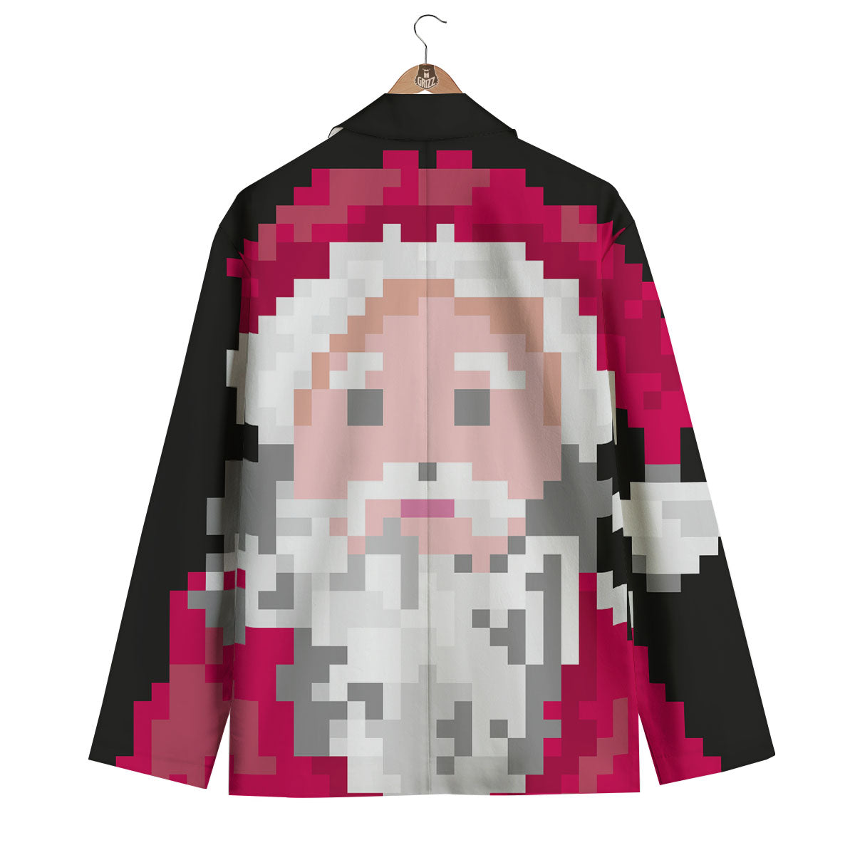 Santa Claus Christmas Pixel Print Men's Blazer-grizzshop