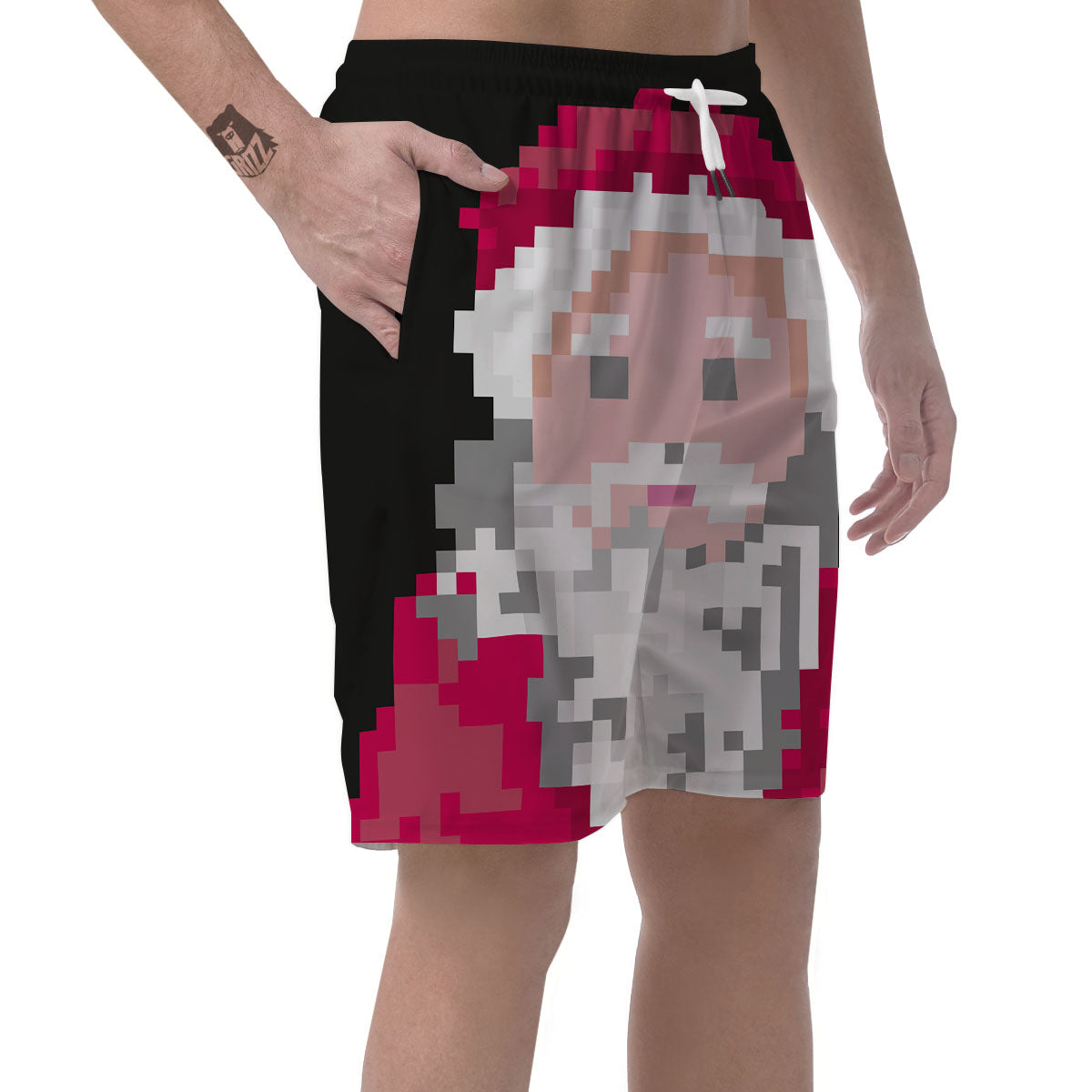 Santa Claus Christmas Pixel Print Men's Shorts-grizzshop
