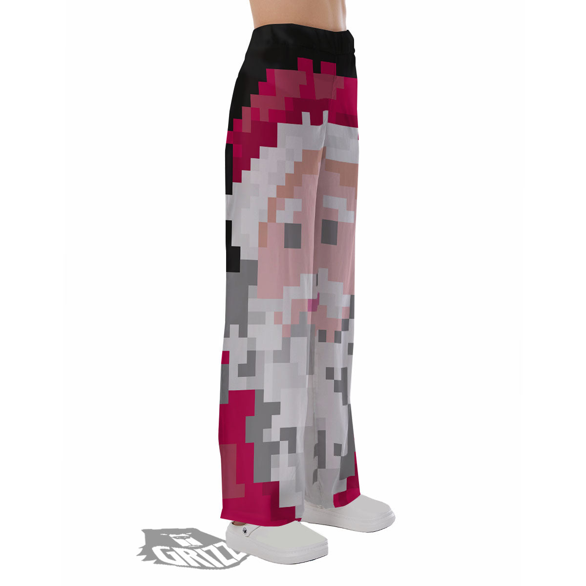 Santa Claus Christmas Pixel Print Pajama Pants-grizzshop