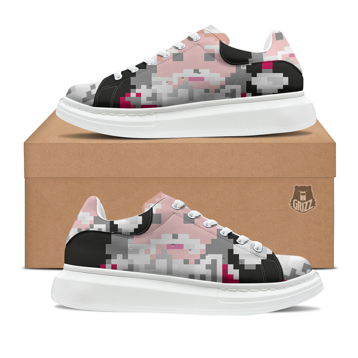 Santa Claus Christmas Pixel Print Platform Shoes-grizzshop