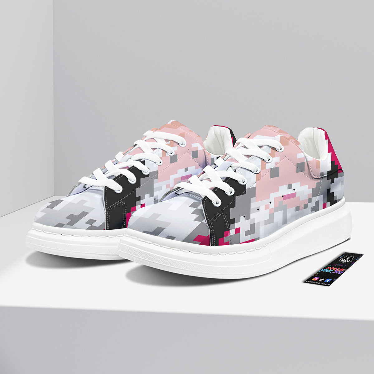 Santa Claus Christmas Pixel Print Platform Shoes-grizzshop