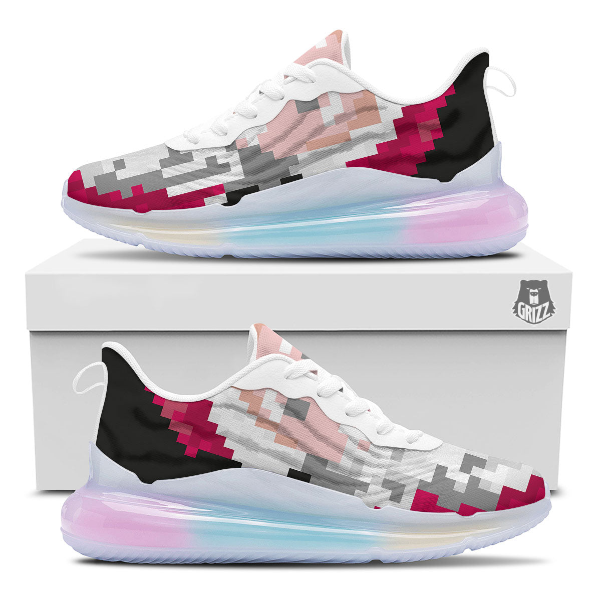 Santa Claus Christmas Pixel Print Running Sneakers-grizzshop