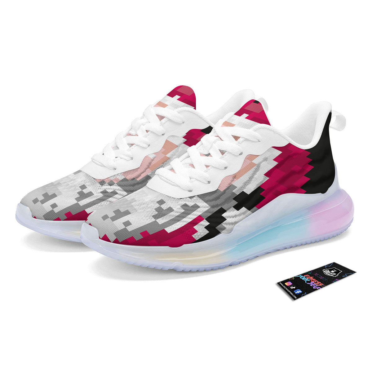 Santa Claus Christmas Pixel Print Running Sneakers-grizzshop
