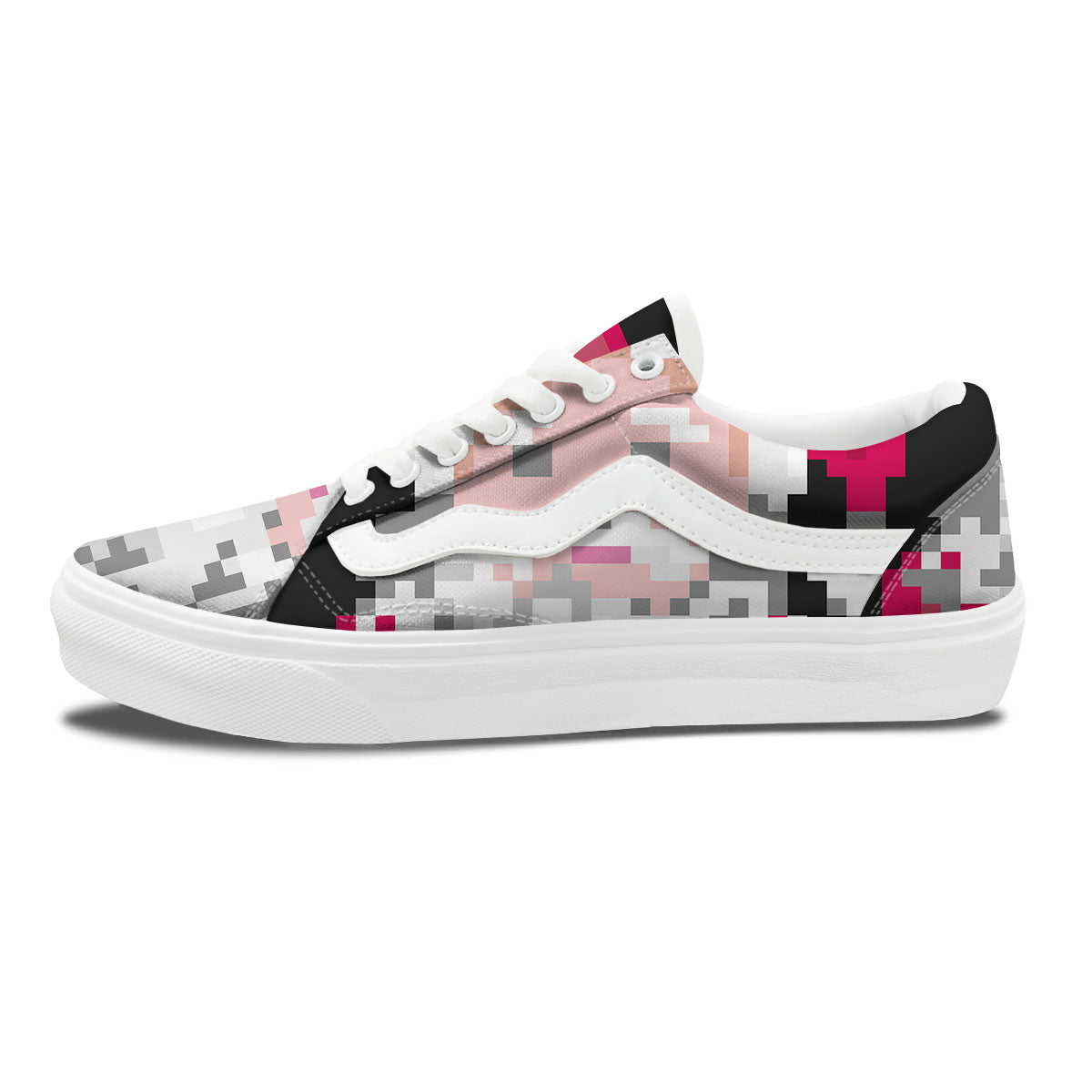 Santa Claus Christmas Pixel Print Skate Shoes-grizzshop