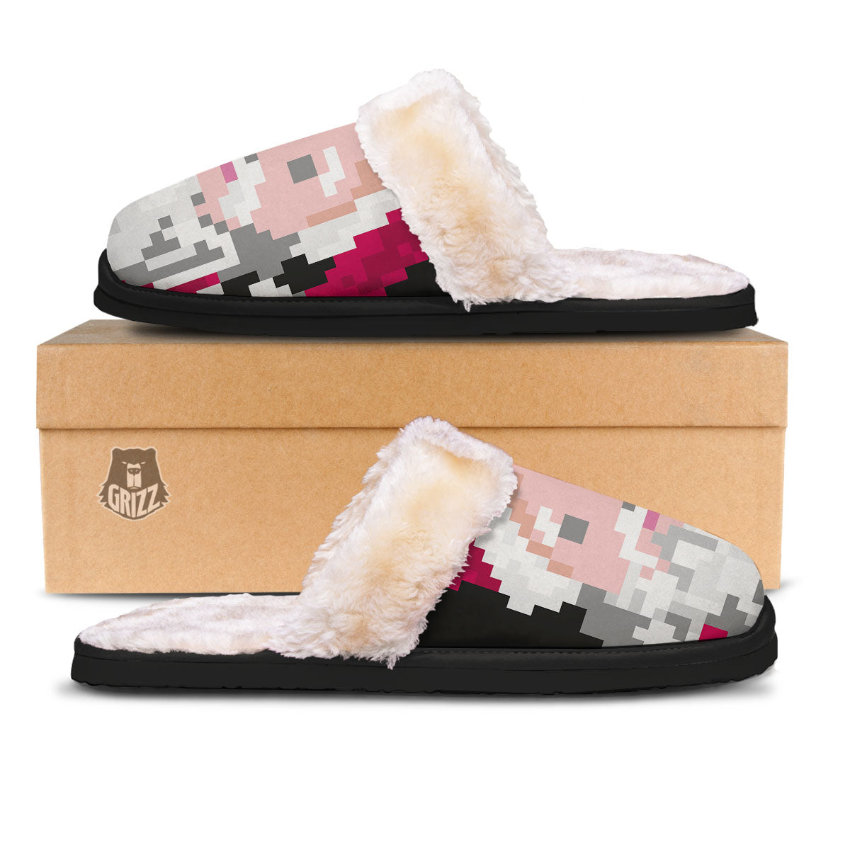 Santa Claus Christmas Pixel Print Slippers-grizzshop