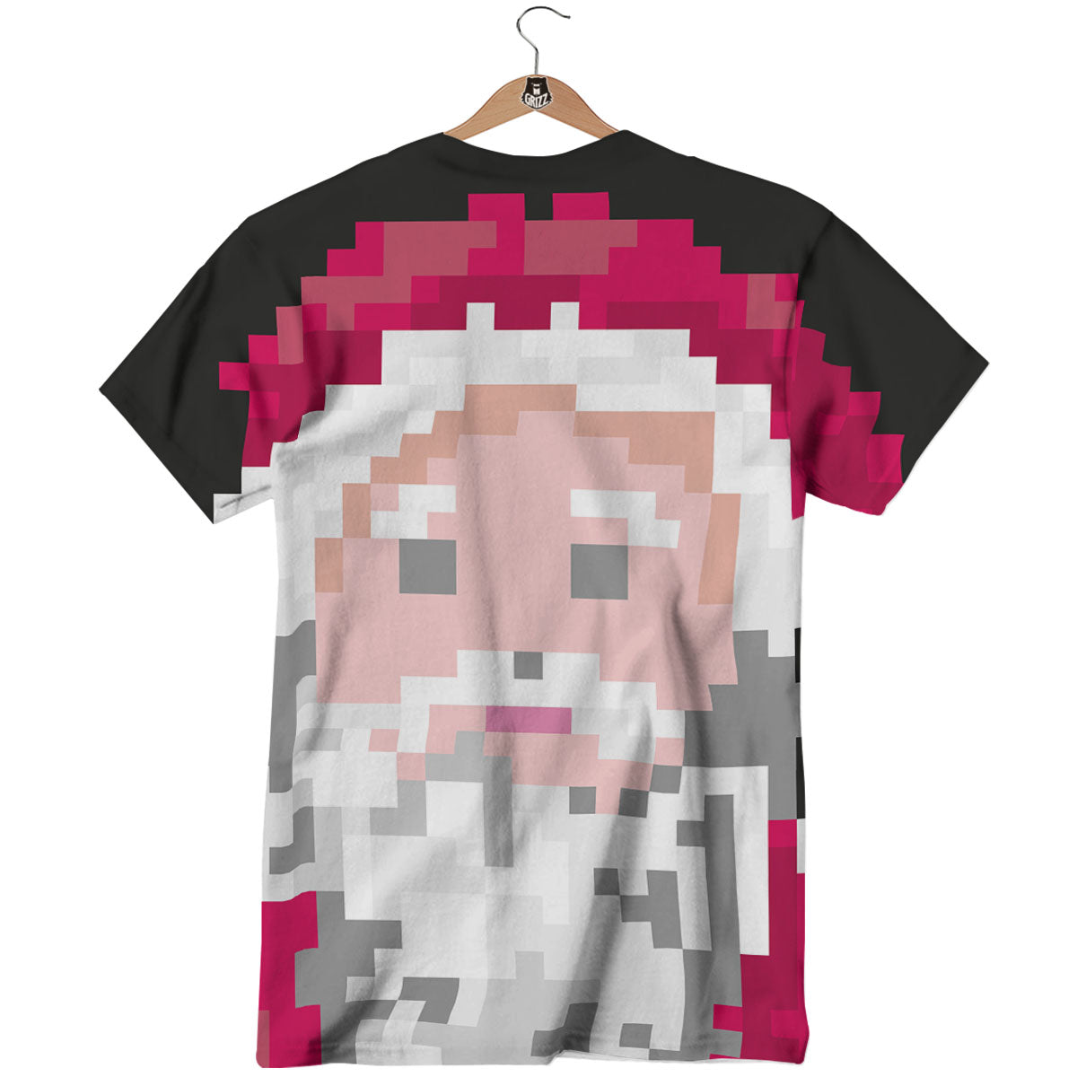 Santa Claus Christmas Pixel Print T-Shirt-grizzshop