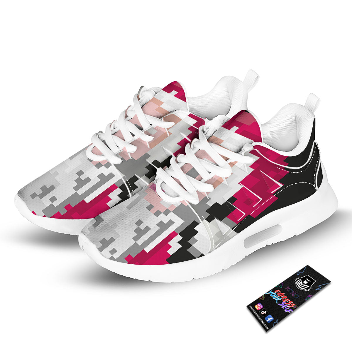 Santa Claus Christmas Pixel Print Tennis Shoes-grizzshop
