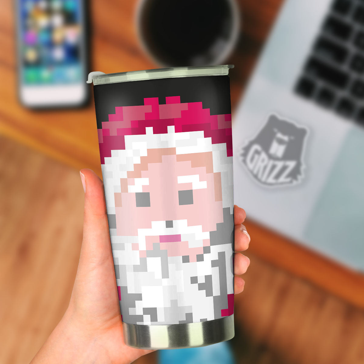 Santa Claus Christmas Pixel Print Tumbler-grizzshop