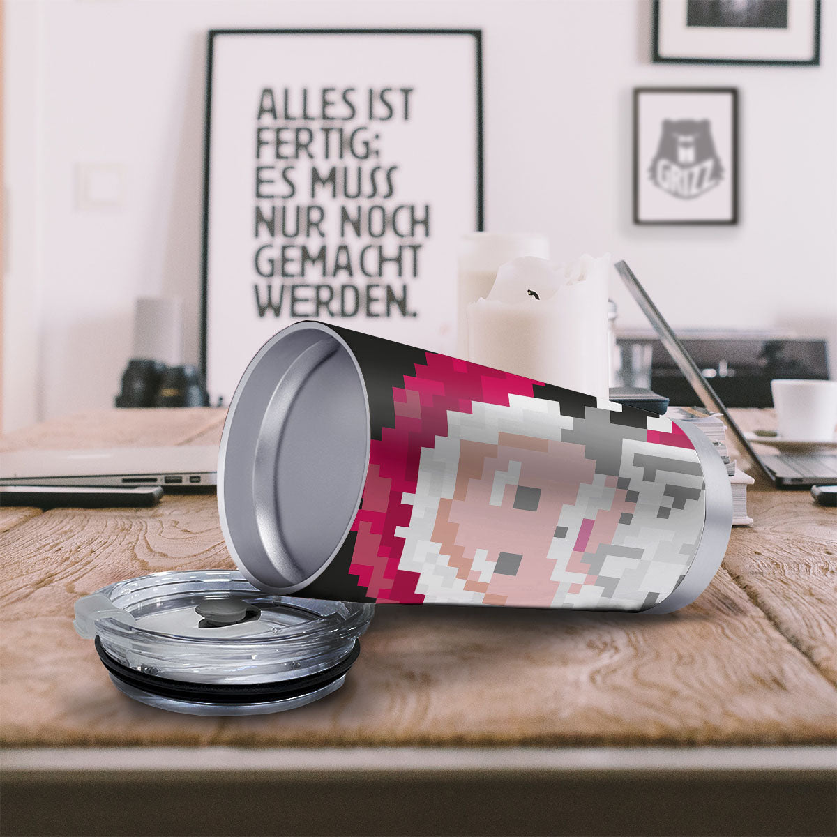 Santa Claus Christmas Pixel Print Tumbler-grizzshop