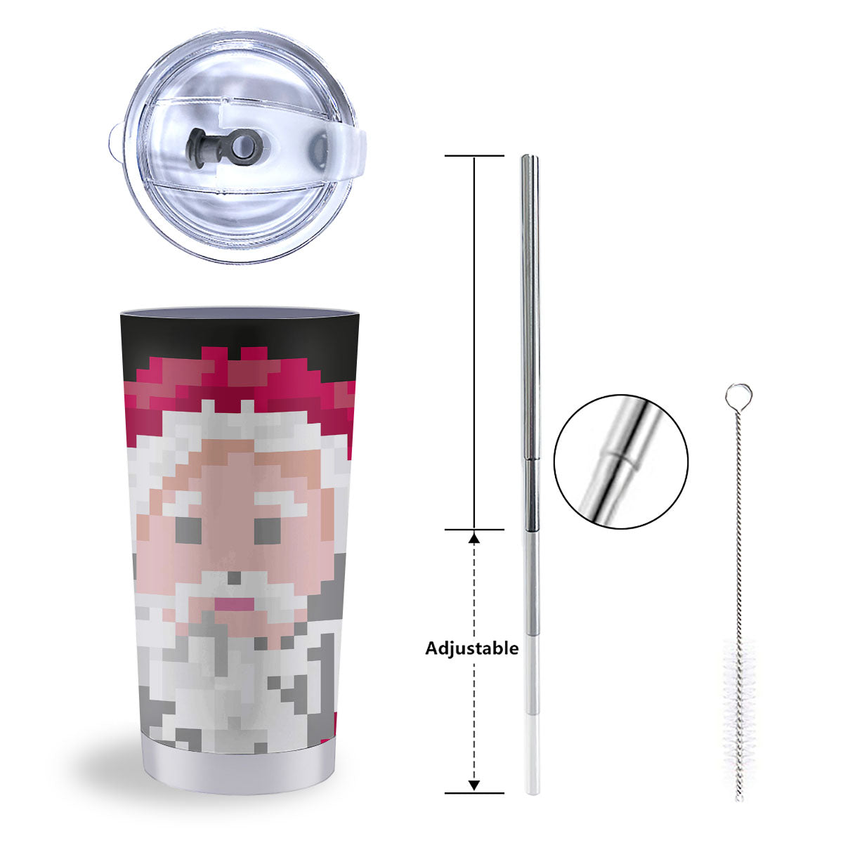 Santa Claus Christmas Pixel Print Tumbler-grizzshop