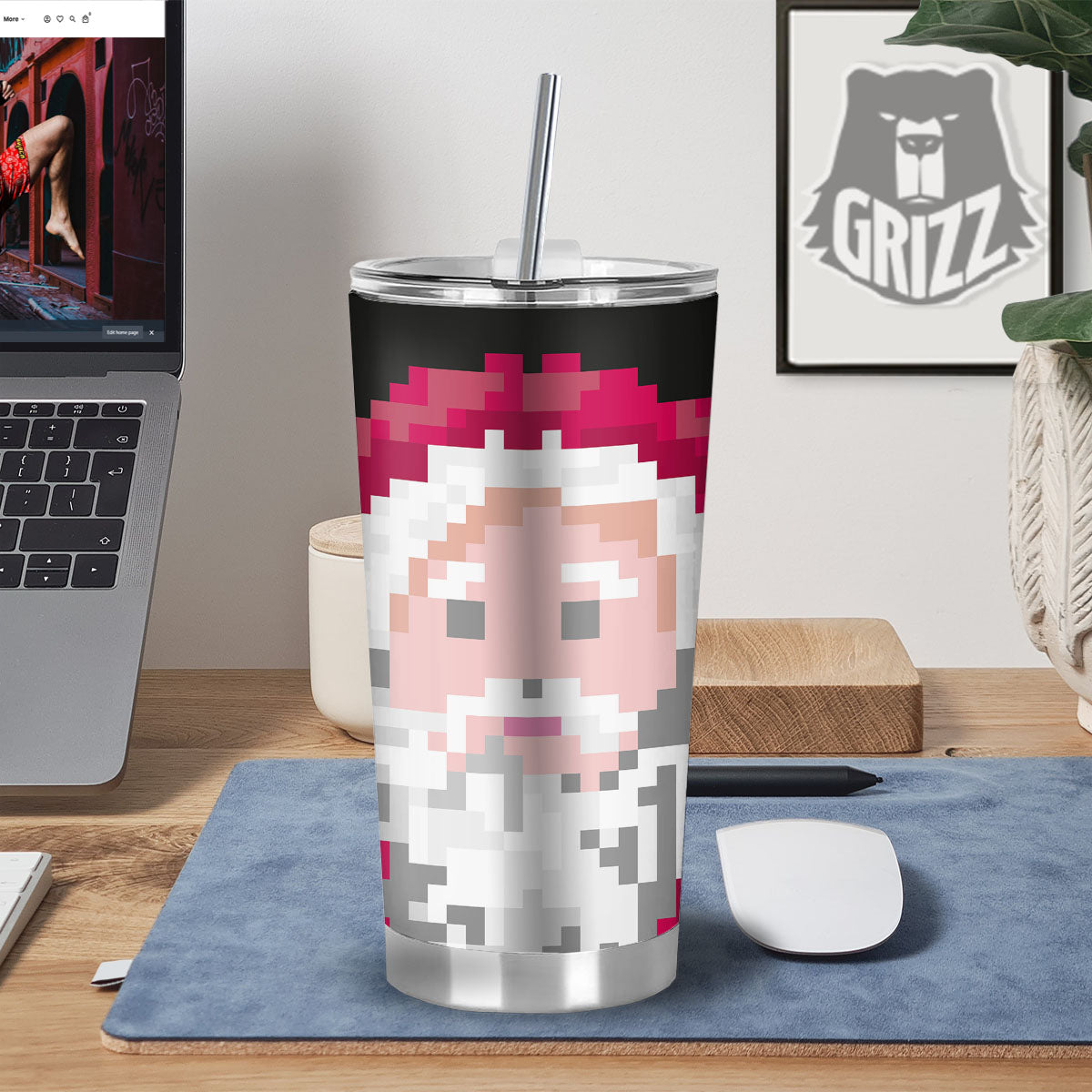 Santa Claus Christmas Pixel Print Tumbler-grizzshop
