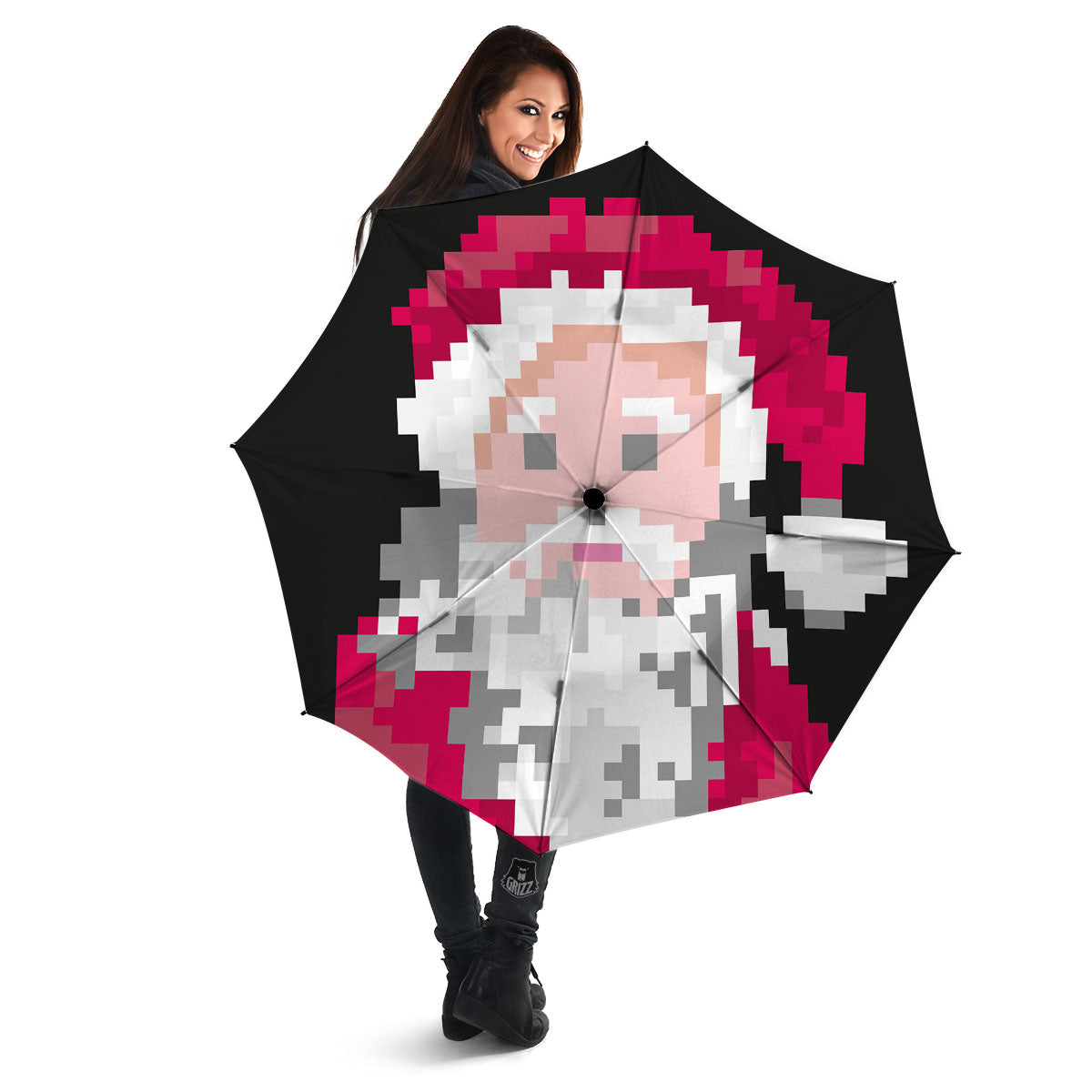 Santa Claus Christmas Pixel Print Umbrella-grizzshop