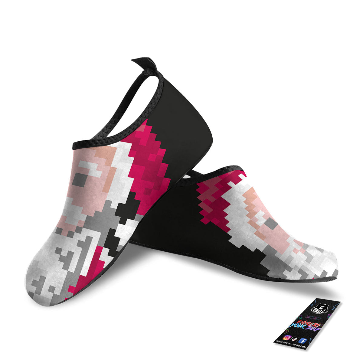 Santa Claus Christmas Pixel Print Water Shoes-grizzshop