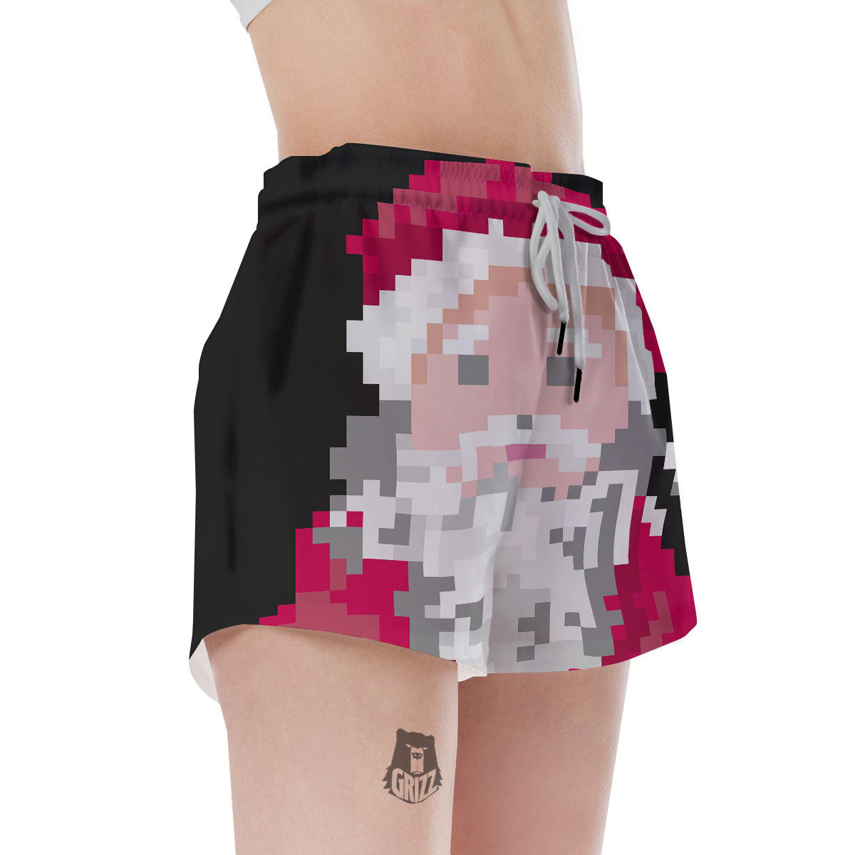 Santa Claus Christmas Pixel Print Women's Shorts-grizzshop
