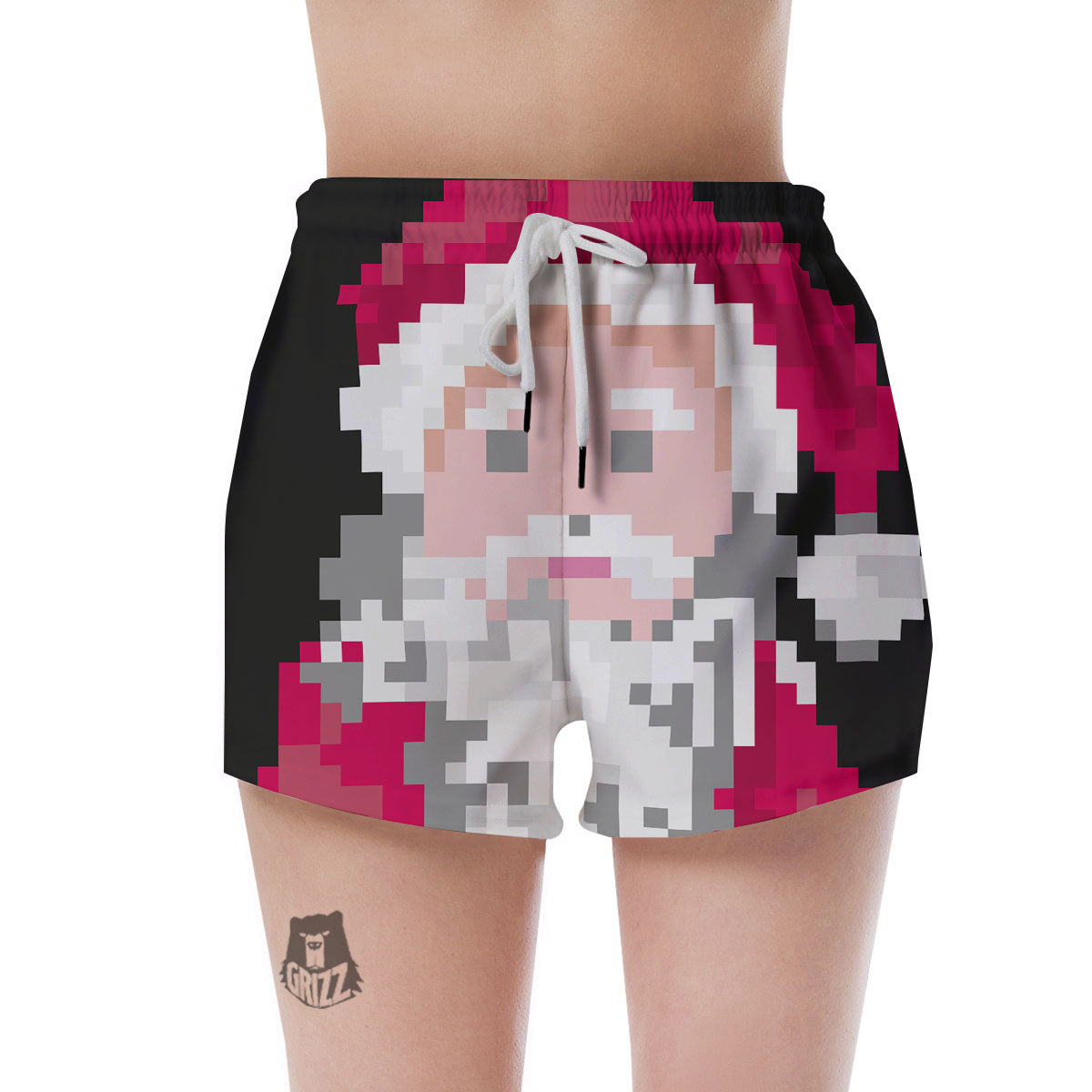 Santa Claus Christmas Pixel Print Women's Shorts-grizzshop