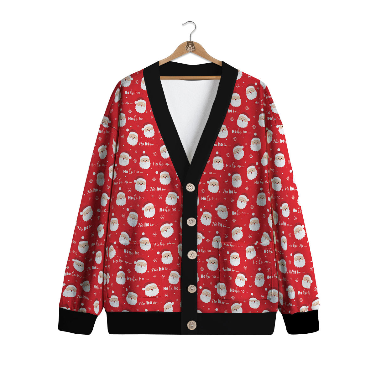 Santa Claus Christmas Print Pattern Cardigan-grizzshop