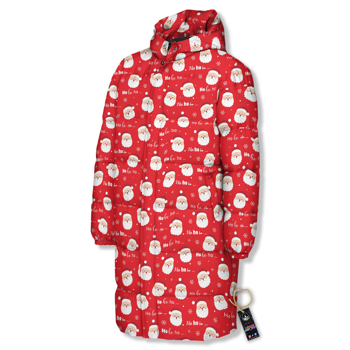Santa Claus Christmas Print Pattern Long Down Jacket-grizzshop
