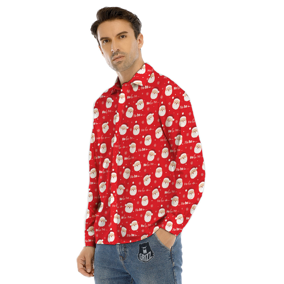 Santa Claus Christmas Print Pattern Men's Dress Shirts-grizzshop