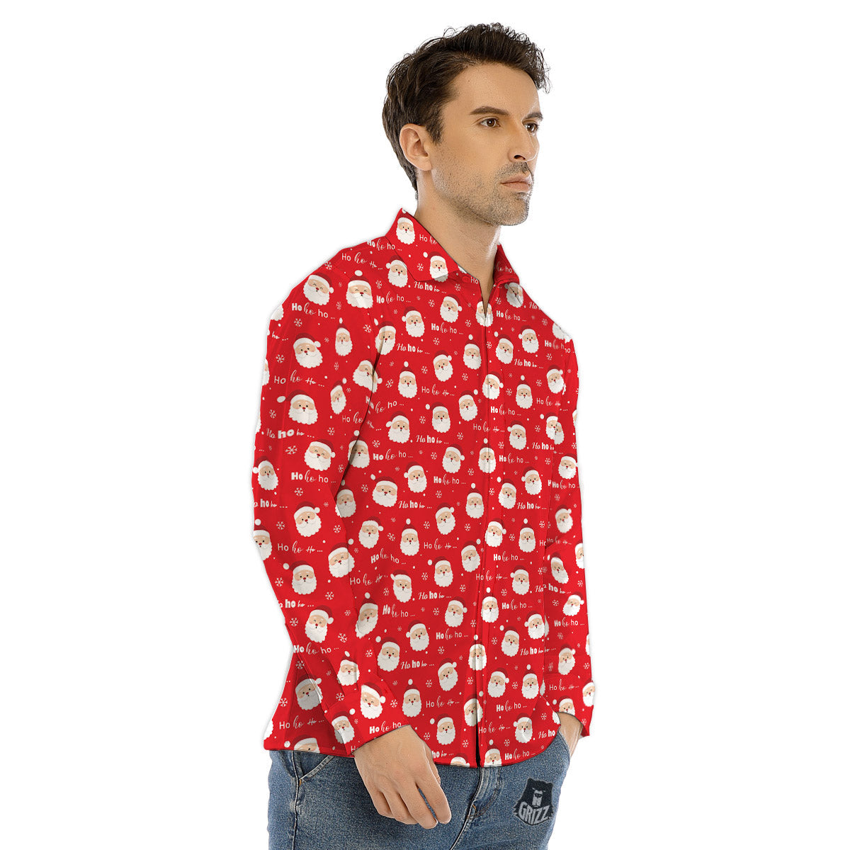 Santa Claus Christmas Print Pattern Men's Dress Shirts-grizzshop