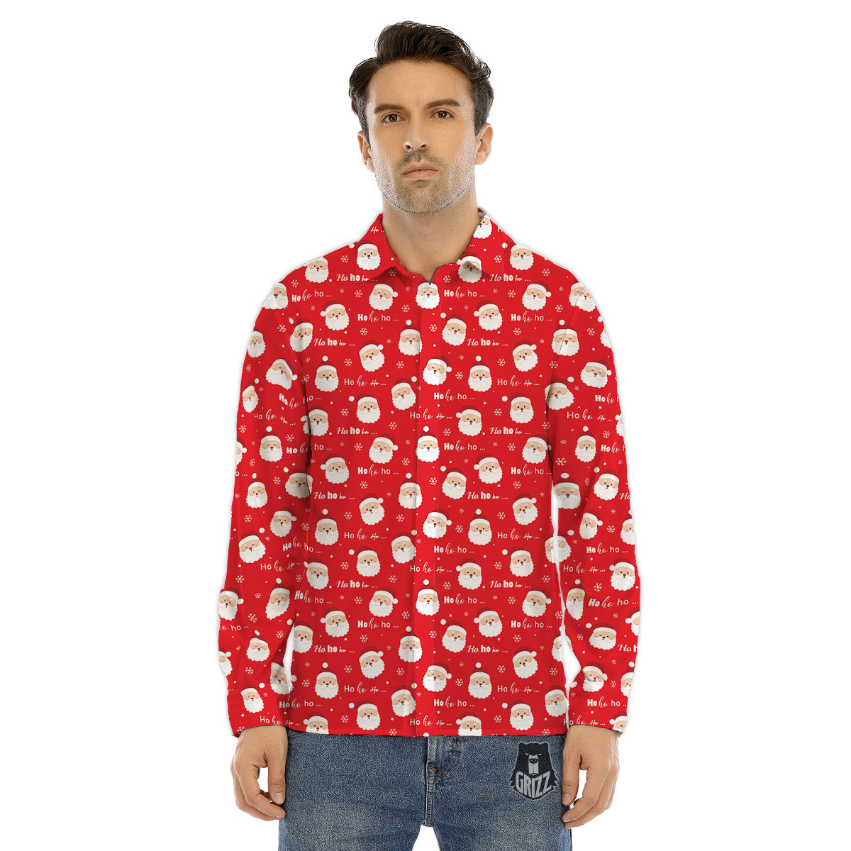 Santa Claus Christmas Print Pattern Men's Dress Shirts-grizzshop
